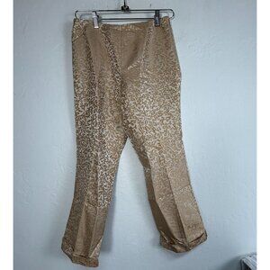 Sigrid Olsen Collection Womens Ivory Gold Jacquard Cropped Pants Formal Wear